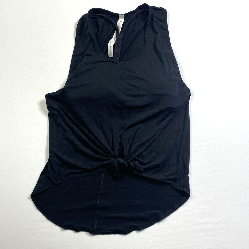 Lululemon Size 4 Flow Y 2-in-1 Yoga Tank Top Light Support Black W1CZ9S Knotted